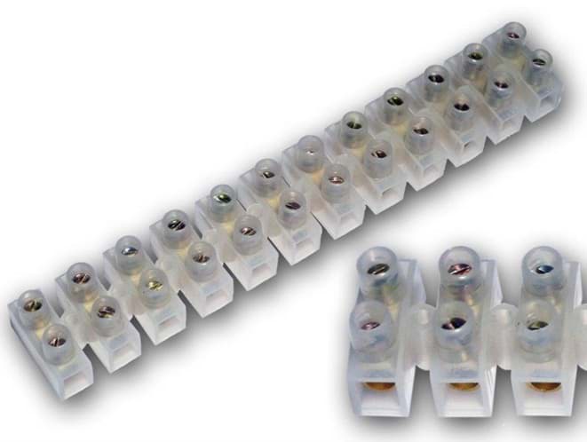 Bild von Lüsterklemmleiste, Leiste mit 12 isolierten Klemmen