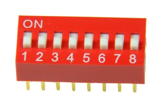 Bild von DIP-Schalter 8 X Schließer in Dip-16 Gehäuse.