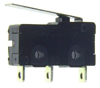 Bild von Microtaster/-schalter mit Hebel, Umschaltkontakt (3 Anschlüsse)
