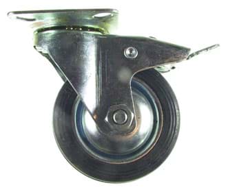 Bild von Bockrolle, lenkbar mit Bremse D=75mm Vollgummi, bis 75Kg