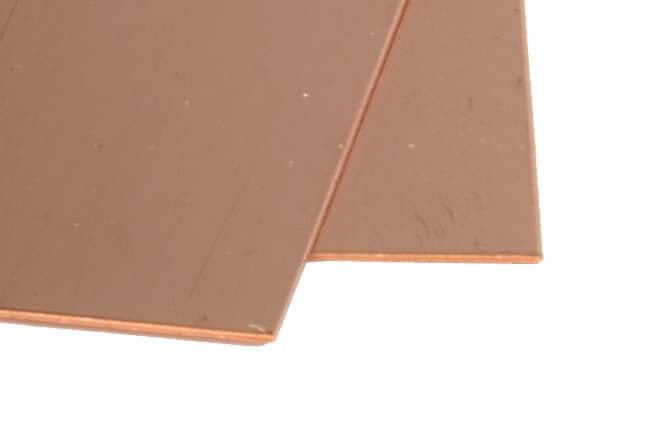 Bild von Kupferblech, 1/2hart, F24, DIN-A4 100mm X 100mm), auch für Treibarbeiten geeignet