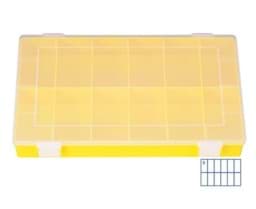Bild von Sortimentskasten, groß, 33cm X 22cm X 5,5cm, 12 Fächer 10,5cm X 5,2cm, gelb