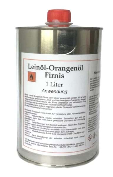 Bild von Leinöl-Orangenöl-Firnis (Grundierfirnis) 1 Liter Blechkanne