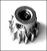 Bild von Ritzel 13 Zähne, Modul 0,75, Metall, vernickelt mit Buchse (für Befestigung M4)
