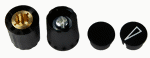 Bild von Drehknopf klein schwarz matt mit Zeiger, mit Spannzange 6mm-Achse
