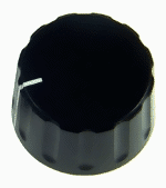 Bild von Drehknopf groß schwarz matt mit Zeiger, push-on 6mm-Achse
