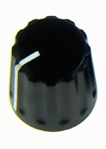 Bild von Drehknopf klein schwarz matt mit Zeiger, push-on 6mm-Achse
